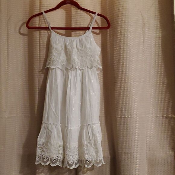 JUSTICE GIRLS WHITE SUNDRESS 12 NEW - Picture 1 of 8